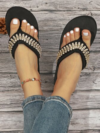 女士水鑽裝飾拖鞋