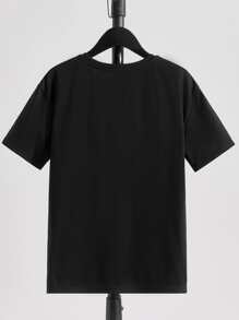 SHEIN Chicos Camiseta con estampado de slogan - Negro - Ver 2