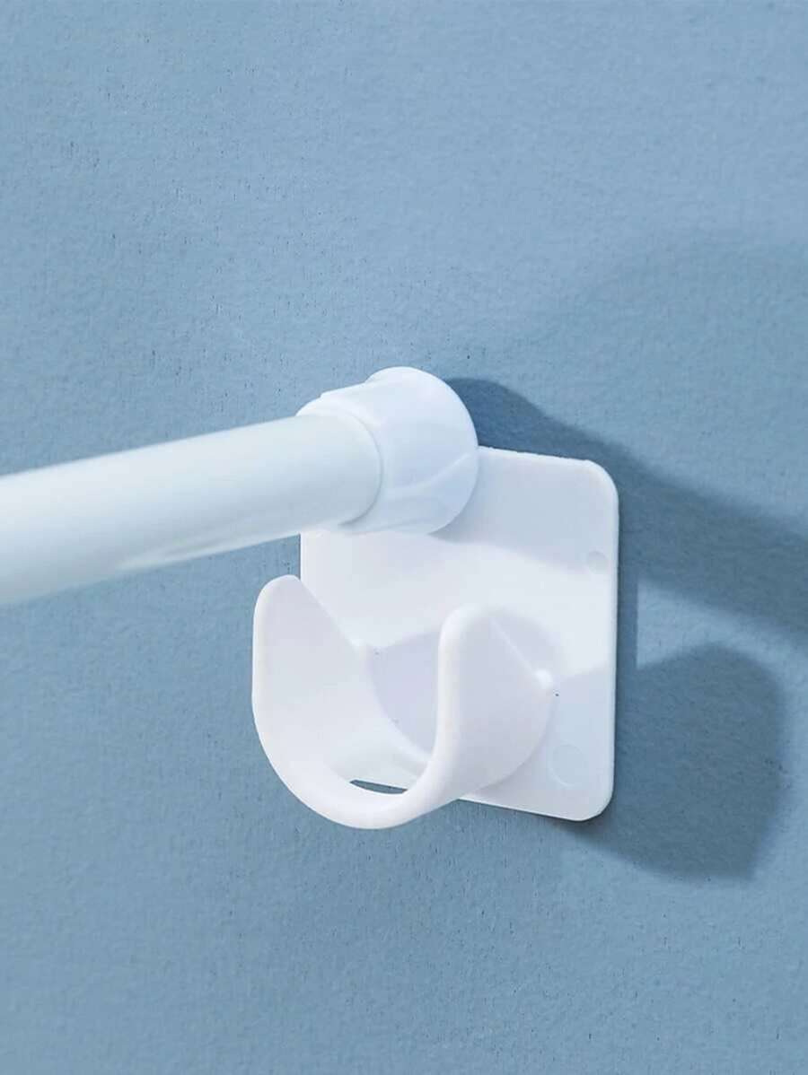 2pcs Nail-Free Plastic Curtain Rod Holder, Daily White Multifunction Rod Bracket For Home - White - View 1