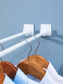 2pcs Nail-Free Plastic Curtain Rod Holder, Daily White Multifunction Rod Bracket For Home - White - View 6