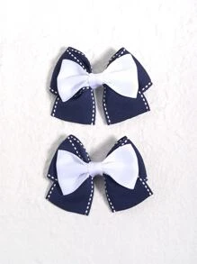 Bộ 2 Kẹp Tóc Cá Sấu Trang Trí Nơ Cho Bé Gái - Nhiều màu - Xem 1