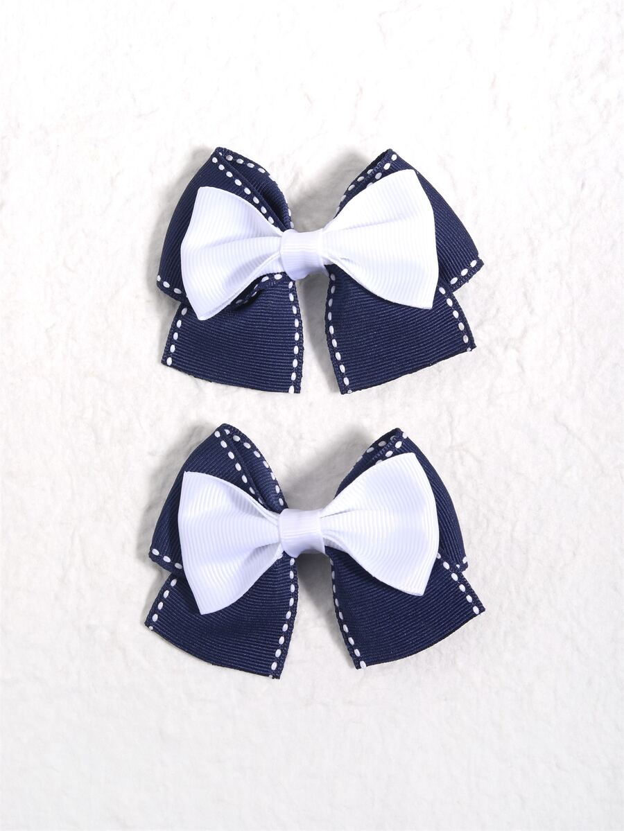 Bộ 2 Kẹp Tóc Cá Sấu Trang Trí Nơ Cho Bé Gái - Nhiều màu - Xem 1