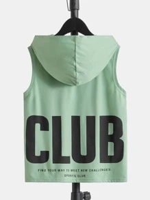 SHEIN Boys Slogan Graphic Hooded Tank Top
