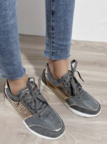 運動女性前綁帶坡跟運動鞋