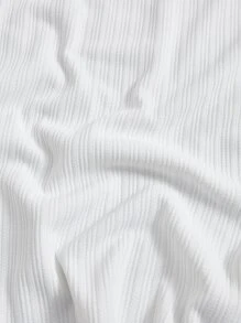 SHEIN Tanks Bé Trai Gân đan màu trơn Giải trí - trắng - Xem 4