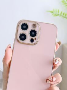 Plain Plating Phone Case Compatible With iPhone 15/15Pro/15Plus/15Promax - Pink - View 3
