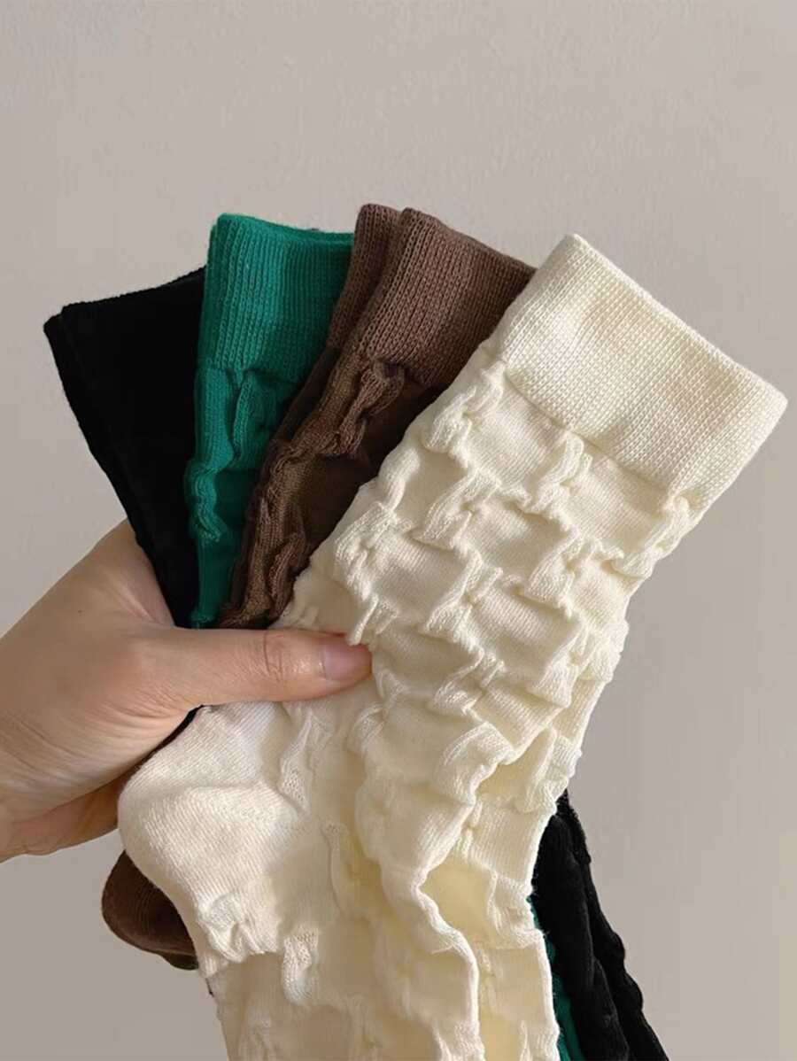 4 pares Calcetines de tripulación unicolor - Multicolor - Ver 1