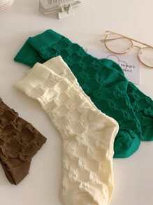 4 pares Calcetines de tripulación unicolor - Multicolor - Ver 3