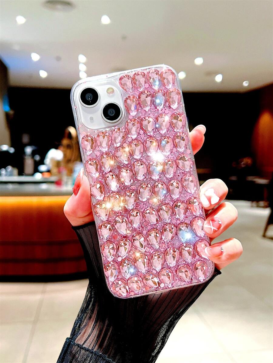 Ốp điện thoại đính đá lấp lánh, tương thích với iPhone 15/15Plus/15Pro/15Promax, phiên bản quốc tế, không phải phiên bản nội địa. - Hồng - Xem 1