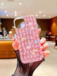 Ốp điện thoại đính đá lấp lánh, tương thích với iPhone 15/15Plus/15Pro/15Promax, phiên bản quốc tế, không phải phiên bản nội địa. - Hồng - Xem 2