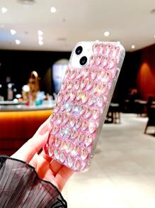 Ốp điện thoại đính đá lấp lánh, tương thích với iPhone 15/15Plus/15Pro/15Promax, phiên bản quốc tế, không phải phiên bản nội địa. - Hồng - Xem 4