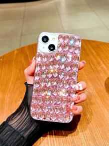 Ốp điện thoại đính đá lấp lánh, tương thích với iPhone 15/15Plus/15Pro/15Promax, phiên bản quốc tế, không phải phiên bản nội địa. - Hồng - Xem 5