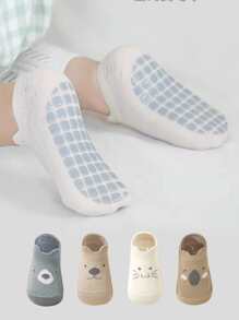 4雙嬰兒卡通動物圖案襪子 - 彩色 - 查看 1