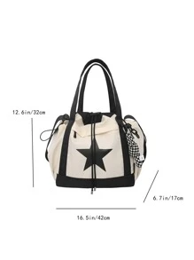 Bao gồm mặt dây chuyền, Túi đeo chéo nylon chống thấm nước có sức chứa lớn đầy phong cách cho nữ, Túi tote thông thường & thời trang có họa tiết đầy sao, lý tưởng cho trường học và đại học, có thể dùng làm túi xách, túi đi học, sức chứa lớn, di động, thích hợp cho nữ sinh viên tuổi teen Sinh viên đại học ,Văn phòng công nhân cổ trắng,Trường trung học cơ sở, trường trung học phổ thông,Đại học, Hoàn hảo để trở lại trường học - Đen và trắng - Xem 3