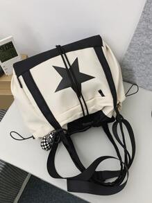 Bao gồm mặt dây chuyền, Túi đeo chéo nylon chống thấm nước có sức chứa lớn đầy phong cách cho nữ, Túi tote thông thường & thời trang có họa tiết đầy sao, lý tưởng cho trường học và đại học, có thể dùng làm túi xách, túi đi học, sức chứa lớn, di động, thích hợp cho nữ sinh viên tuổi teen Sinh viên đại học ,Văn phòng công nhân cổ trắng,Trường trung học cơ sở, trường trung học phổ thông,Đại học, Hoàn hảo để trở lại trường học - Đen và trắng - Xem 4