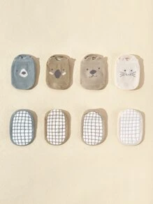 4雙嬰兒卡通動物圖案襪子 - 彩色 - 查看 4