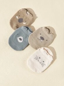 4雙嬰兒卡通動物圖案襪子 - 彩色 - 查看 8