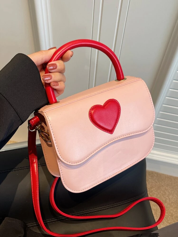 Bolsa cuadrada mini con adorno de corazón con solapa - Multicolor - Ver 1