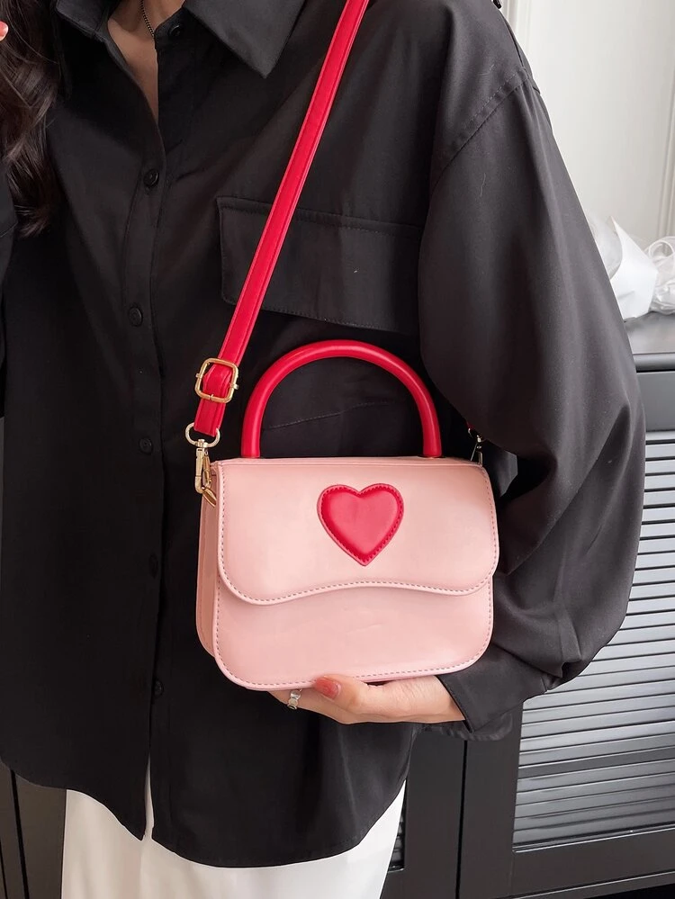 Bolsa cuadrada mini con adorno de corazón con solapa - Multicolor - Ver 5