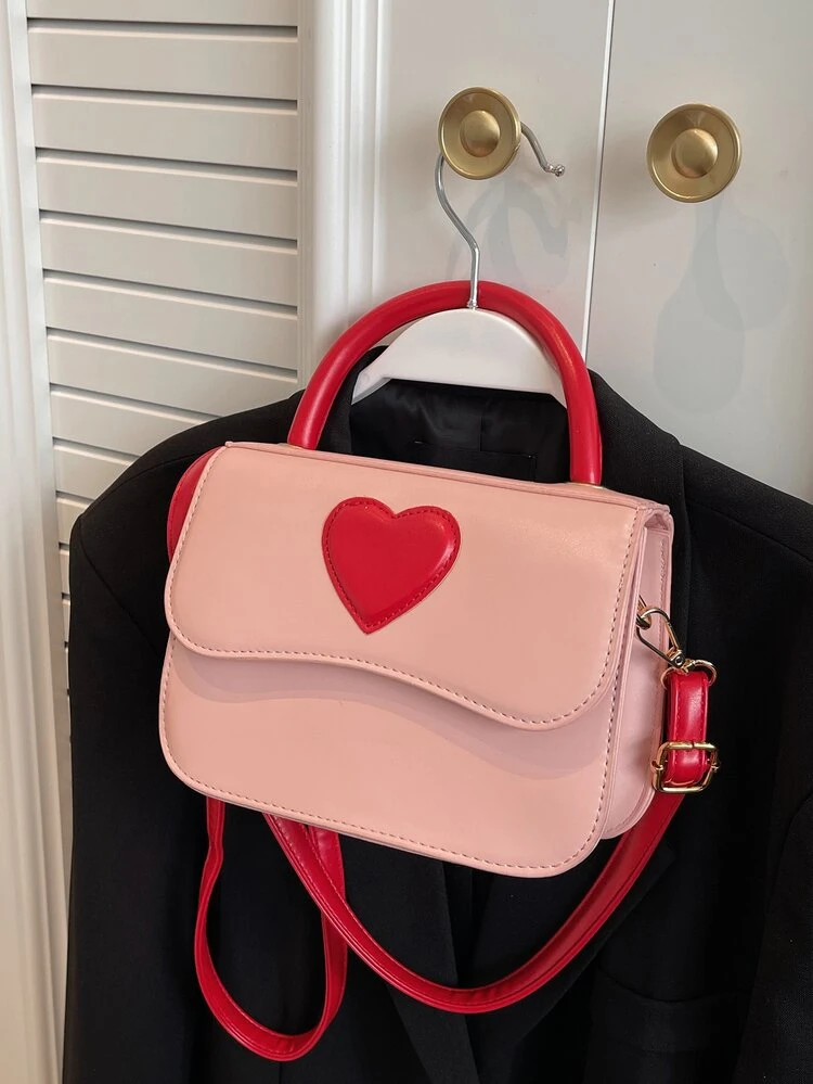 Bolsa cuadrada mini con adorno de corazón con solapa - Multicolor - Ver 6