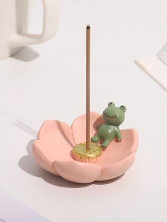 1pc Frog & Flower Design Incense Stick Holder