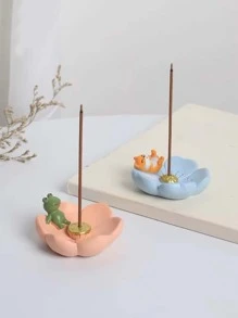 1PC Pink Lotus Frog Incense Holder - Dusty Pink - View 5