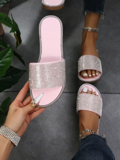 Pink rhinestone sandals store
