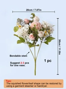 1pc/2pcs Lifelike Artificial Rose Flowers Bouquet Fake Hydrangea And Daisy Realistic Arrangements For Home Wedding Party Decor Room Accents Table Centerpieces,Fake Plants,Fall Decor,Room,Desk,Garden Decor,Room Decoration Stuff, Valentine Day, Gift Gifts Birthday Graduation,Fall Decor,Autumn