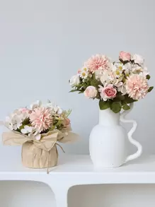 1pc/2pcs Lifelike Artificial Rose Flowers Bouquet Fake Hydrangea And Daisy Realistic Arrangements For Home Wedding Party Decor Room Accents Table Centerpieces,Fake Plants,Fall Decor,Room,Desk,Garden Decor,Room Decoration Stuff, Valentine Day, Gift Gifts Birthday Graduation,Fall Decor,Autumn