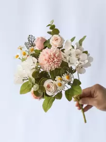 1pc/2pcs Lifelike Artificial Rose Flowers Bouquet Fake Hydrangea And Daisy Realistic Arrangements For Home Wedding Party Decor Room Accents Table Centerpieces,Fake Plants,Fall Decor,Room,Desk,Garden Decor,Room Decoration Stuff, Valentine Day, Gift Gifts Birthday Graduation,Fall Decor,Autumn