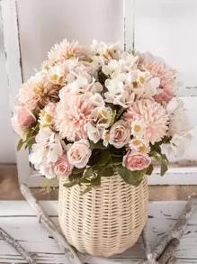 1pc/2pcs Lifelike Artificial Rose Flowers Bouquet Fake Hydrangea And Daisy Realistic Arrangements For Home Wedding Party Decor Room Accents Table Centerpieces,Fake Plants,Fall Decor,Room,Desk,Garden Decor,Room Decoration Stuff, Valentine Day, Gift Gifts Birthday Graduation,Fall Decor,Autumn