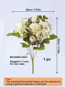 1pc/2pcs Lifelike Artificial Rose Flowers Bouquet Fake Hydrangea And Daisy Realistic Arrangements For Home Wedding Party Decor Room Accents Table Centerpieces, Valentine Day, Gift Gifts Birthday Graduation,Fall Decor,Autumn Home Decor Back To School Room Decor School Supplies
