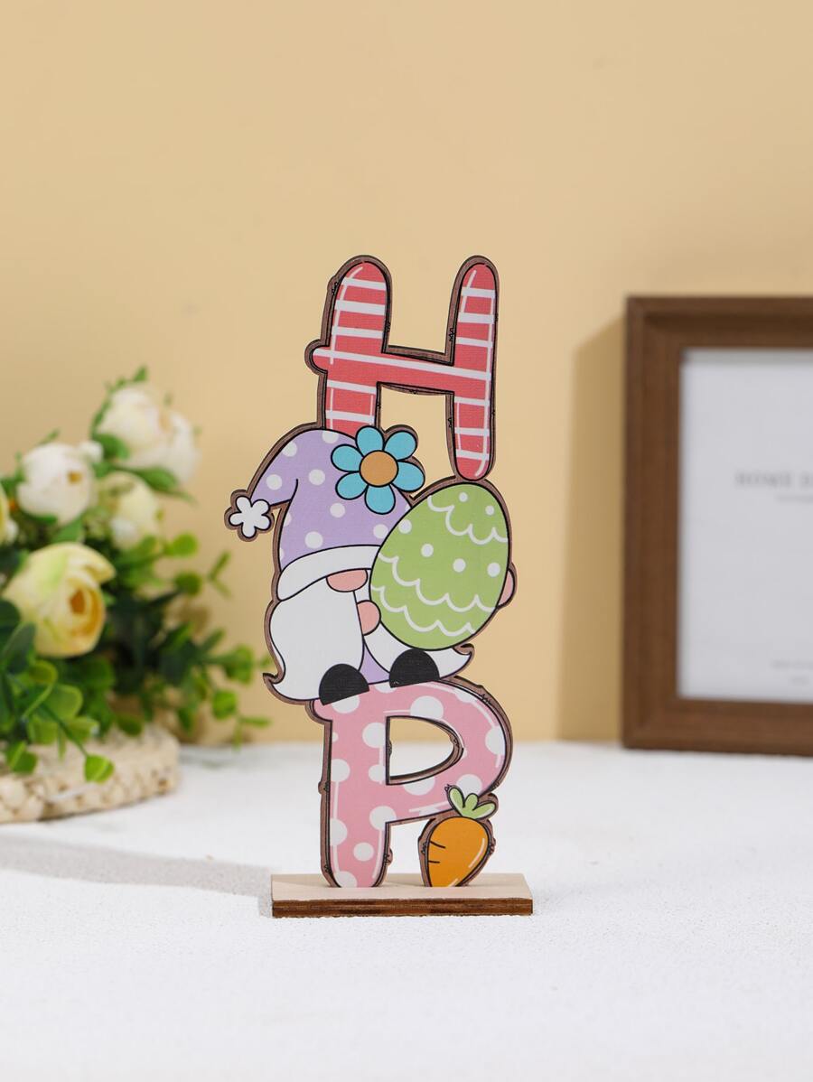 1pc Easter Cartoon Gnome & Letter Design Decoration Craft - Multicolor - View 1