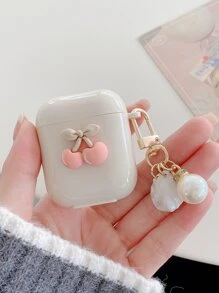 Apple 1pc Cherry Decor Case Compatible With AirPods Compatible With Airpods1/2 AirPods Pro - Beige - View 1
