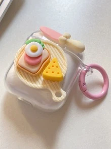 1pc Cheese Decor Earphone Case Compatible With AirPods - Clear - View 2