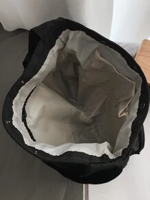 Men Letter Patch Decor Hobo Bag With Bag Charm - Black - View 6