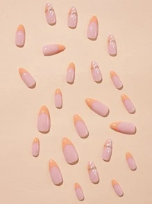 24 chiếc lá hạnh nhân dài in móng giả và 1 dũa móng tay và 1 băng dính - Nhiều màu - Xem 2