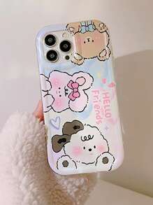 Cartoon Animal & Letter Graphic Phone Case - Multicolor - View 3