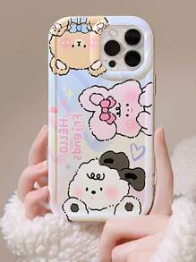 Cartoon Animal & Letter Graphic Phone Case - Multicolor - View 5