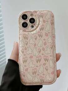 卡通兔子圖案手機殼 - 粉色 - 查看 2