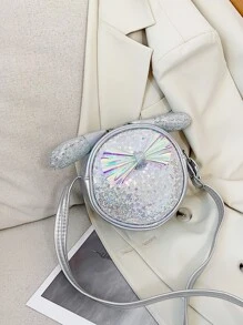 Girls Sequin & Bow Decor Circle Bag - Silver - View 2