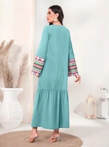 Al Najma 幾何印花荷葉袖荷葉邊娃娃裙 - 彩色 - 查看 2