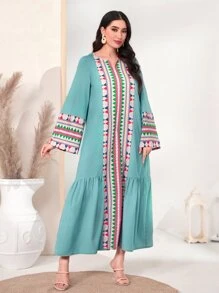 Al Najma 幾何印花荷葉袖荷葉邊娃娃裙 - 彩色 - 查看 3