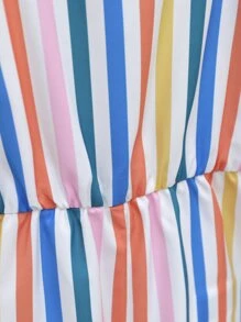 Toddler Girls Striped & Floral Print Ruffle Trim Cami Romper - Multicolor - View 6