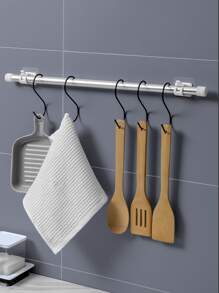 2入组裝窗簾桿支架自粘窗簾掛鉤支架免釘窗簾桿掛鉤牆壁支架毛巾桿掛鉤適用於浴室家庭和酒店 - 無色 - 查看 3