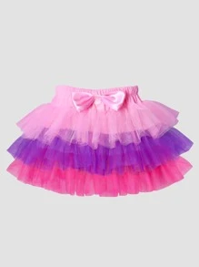 Váy bé gái phân lớp Nơ trước Khối Màu Dễ thương - Nhiều màu - Xem 3