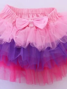 Váy bé gái phân lớp Nơ trước Khối Màu Dễ thương - Nhiều màu - Xem 5