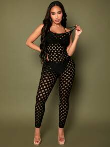 SHEIN SXY Đơn vị Nữ Cắt ra cắt màu trơn - màu đen - Xem 2