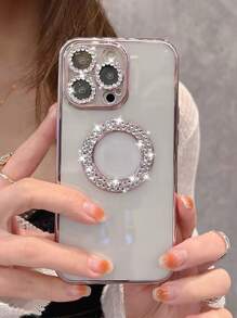 Vỏ điện thoại trong suốt pha lê - Hồng - Xem 2