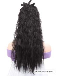 中等小波浪馬尾合成纖維接髮 - 黑色 - 查看 2